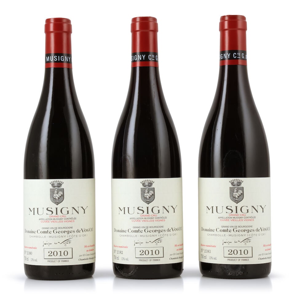 Domaine Comte Georges de Vogüé, Musigny Cuvée Vieilles Vignes, 2010 (3 x 750ml): Domaine Comte Georges de Vogüé, Musigny Cuvée Vieilles Vignes, 2010 (3 x 750ml) Region: Côte de Nuits Packaging: individual wooden cases This lot is subject to the following lot sy