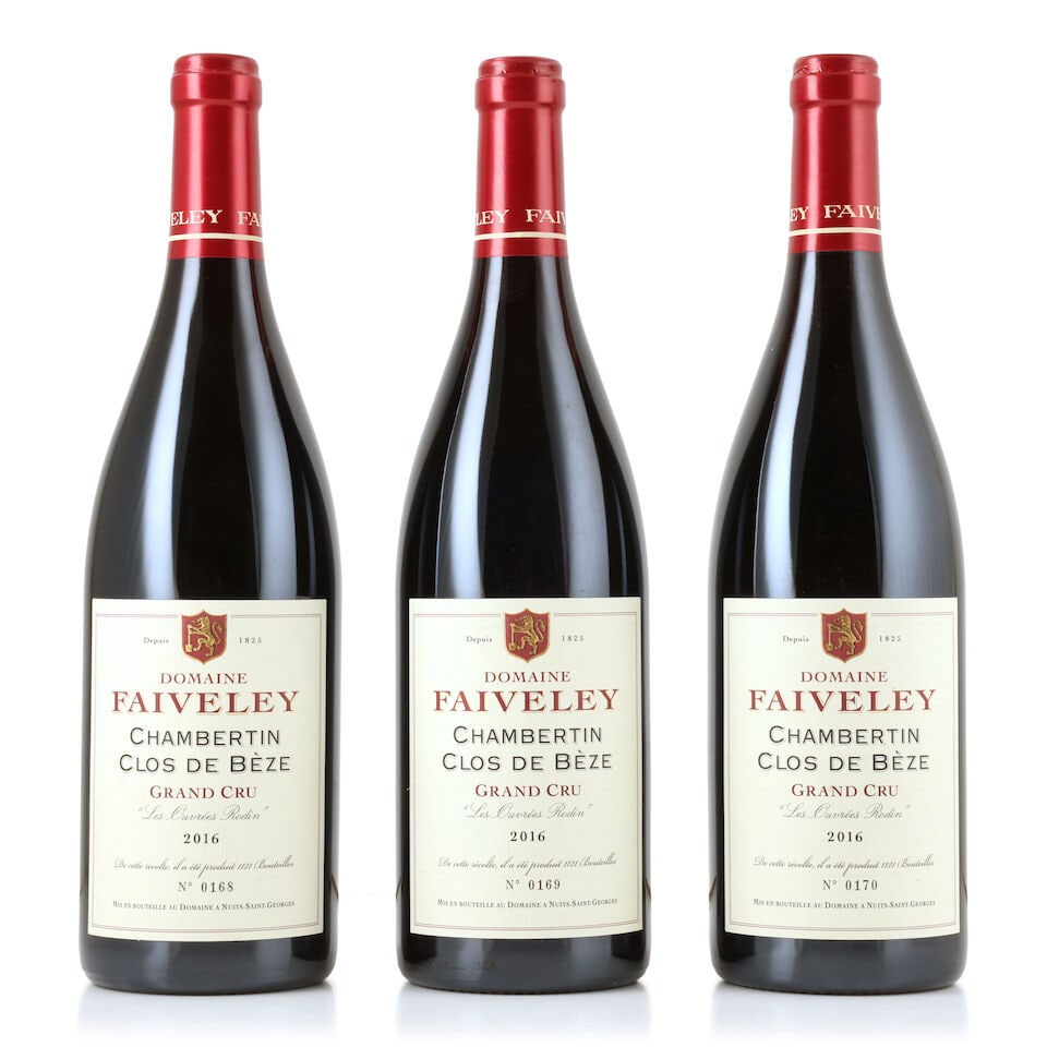 Domaine Faiveley, Chambertin Clos de Bèze Les Ouvrées Rodin, 2016 (3 x 750ml): Domaine Faiveley, Chambertin Clos de Bèze Les Ouvrées Rodin, 2016 (3 x 750ml) Region: Côte de Nuits Packaging: original wooden case (band removed by Bonhams) This lot is subject to the 
