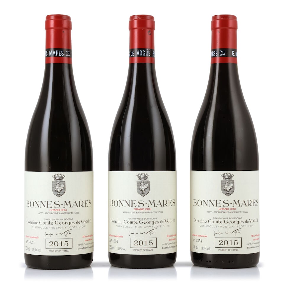 Domaine Comte Georges de Vogüé, Bonnes-Mares, 2015 (3 x 750ml): Domaine Comte Georges de Vogüé, Bonnes-Mares, 2015 (3 x 750ml) Region: Côte de Nuits Packaging: individual wooden cases This lot is subject to the following lot symbols: Δ Δ V