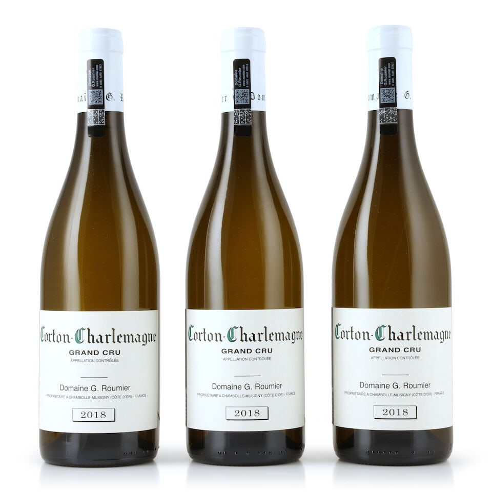 Domaine G. Roumier, Corton-Charlemagne, 2018 (3 x 750ml): Domaine G. Roumier, Corton-Charlemagne, 2018 (3 x 750ml) Region: Côte de Beaune White Packaging: original carton This lot is subject to the following lot symbols: Δ Δ VAT at the prevail