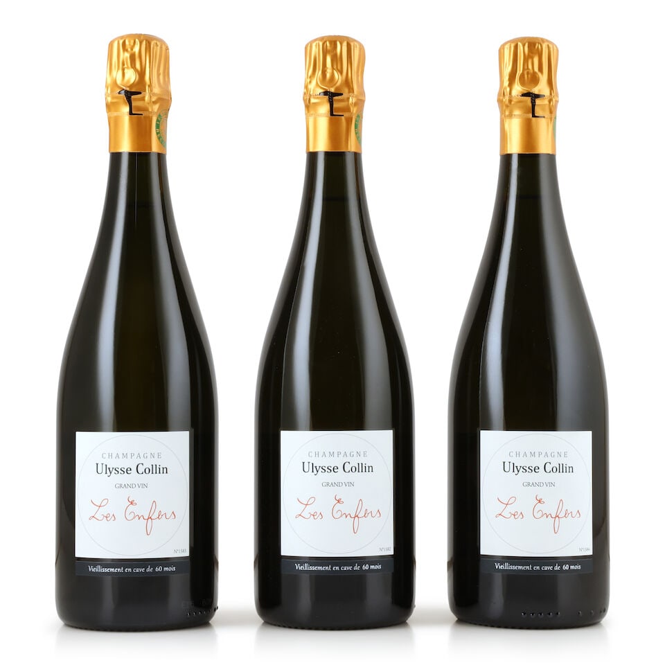 Ulysse Collin, Les Enfers Blanc de Blancs Extra Brut, NV (3 x 750ml): Ulysse Collin, Les Enfers Blanc de Blancs Extra Brut, NV (3 x 750ml) Region: Champagne Packaging: original carton Notes: Base 16; disgorged February 2022 This lot is subject to the following lot symbo