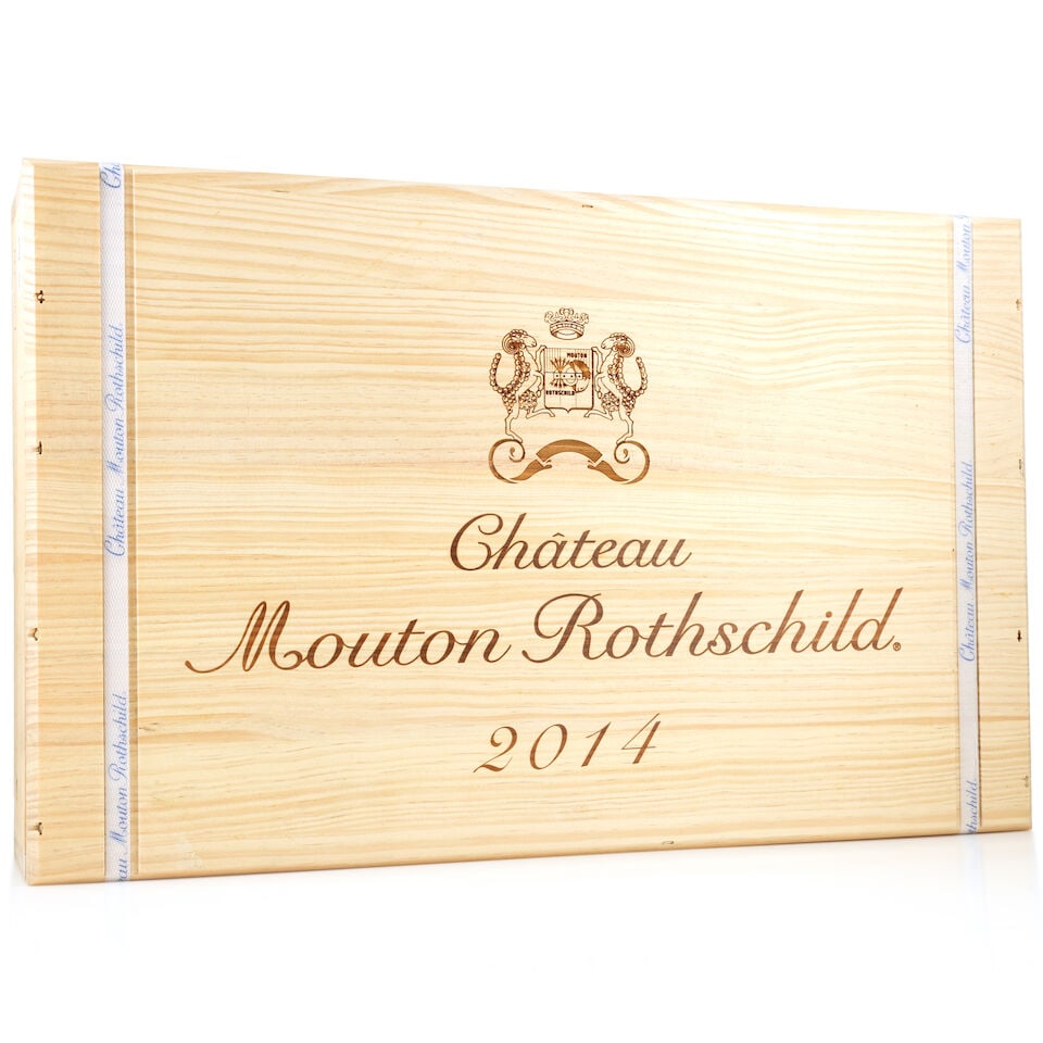 Château Mouton Rothschild, 2014 (6 x 750ml): Château Mouton Rothschild, 2014 (6 x 750ml) Region: Pauillac Packaging: original wooden case This lot is subject to the following lot symbols: Δ Δ VAT at the prevailing rate on Hammer P