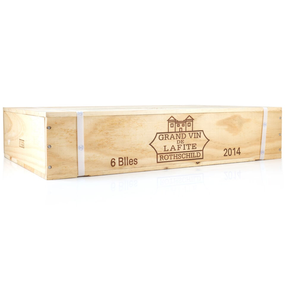 Château Lafite Rothschild, 2014 (6 x 750ml): Château Lafite Rothschild, 2014 (6 x 750ml) Region: Pauillac Packaging: original wooden case This lot is subject to the following lot symbols: Δ Δ VAT at the prevailing rate on Hammer P