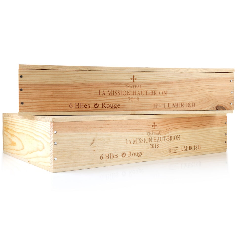Château La Mission Haut-Brion, 2018 (12 x 750ml): Château La Mission Haut-Brion, 2018 (12 x 750ml) Region: Pessac-Leognan Packaging: 2 x original wooden cases This lot is subject to the following lot symbols: Δ Δ VAT at the prevailing 