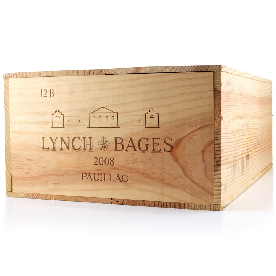 Château Lynch-Bages, 2008 (12 x 750ml): Château Lynch-Bages, 2008 (12 x 750ml) Region: Pauillac Packaging: original wooden case This lot is subject to the following lot symbols: Δ Δ VAT at the prevailing rate on Hammer Price 