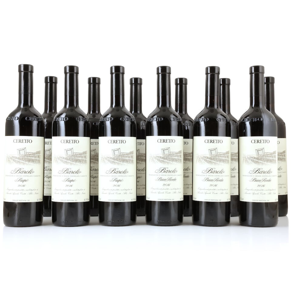 Ceretto, Barolo Prapo, 2016 (6 x 750ml) Ceretto, Barolo Bricco Rocche, 2016 (6 x 750ml): Ceretto, Barolo Prapo, 2016 (6 x 750ml) Region: Piedmont Packaging: original wooden case (bands removed by Bonhams) Ceretto, Barolo Bricco Rocche, 2016 (6 x 750ml) Region: Piedmont Packaging: original