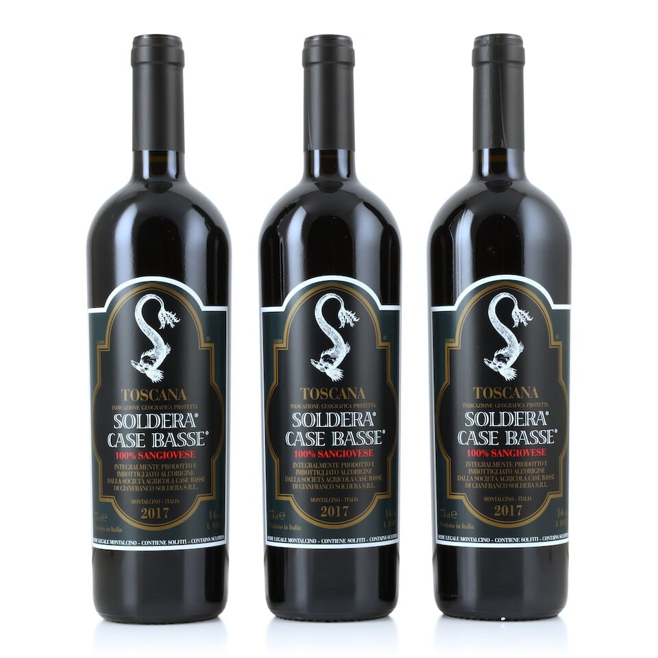 Gianfranco Soldera, Sangiovese Toscana IGT, 2017 (3 x 750ml): Gianfranco Soldera, Sangiovese Toscana IGT, 2017 (3 x 750ml) Region: Tuscany This lot is subject to the following lot symbols: Δ Δ VAT at the prevailing rate on Hammer Price and Buyer's Prem