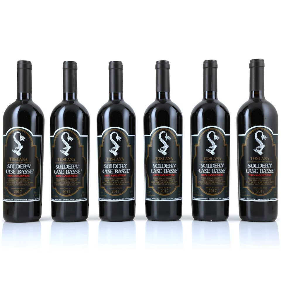 Gianfranco Soldera, Sangiovese Toscana IGT, 2017 (6 x 750ml): Gianfranco Soldera, Sangiovese Toscana IGT, 2017 (6 x 750ml) Region: Tuscany This lot is subject to the following lot symbols: Δ Δ VAT at the prevailing rate on Hammer Price and Buyer's Prem