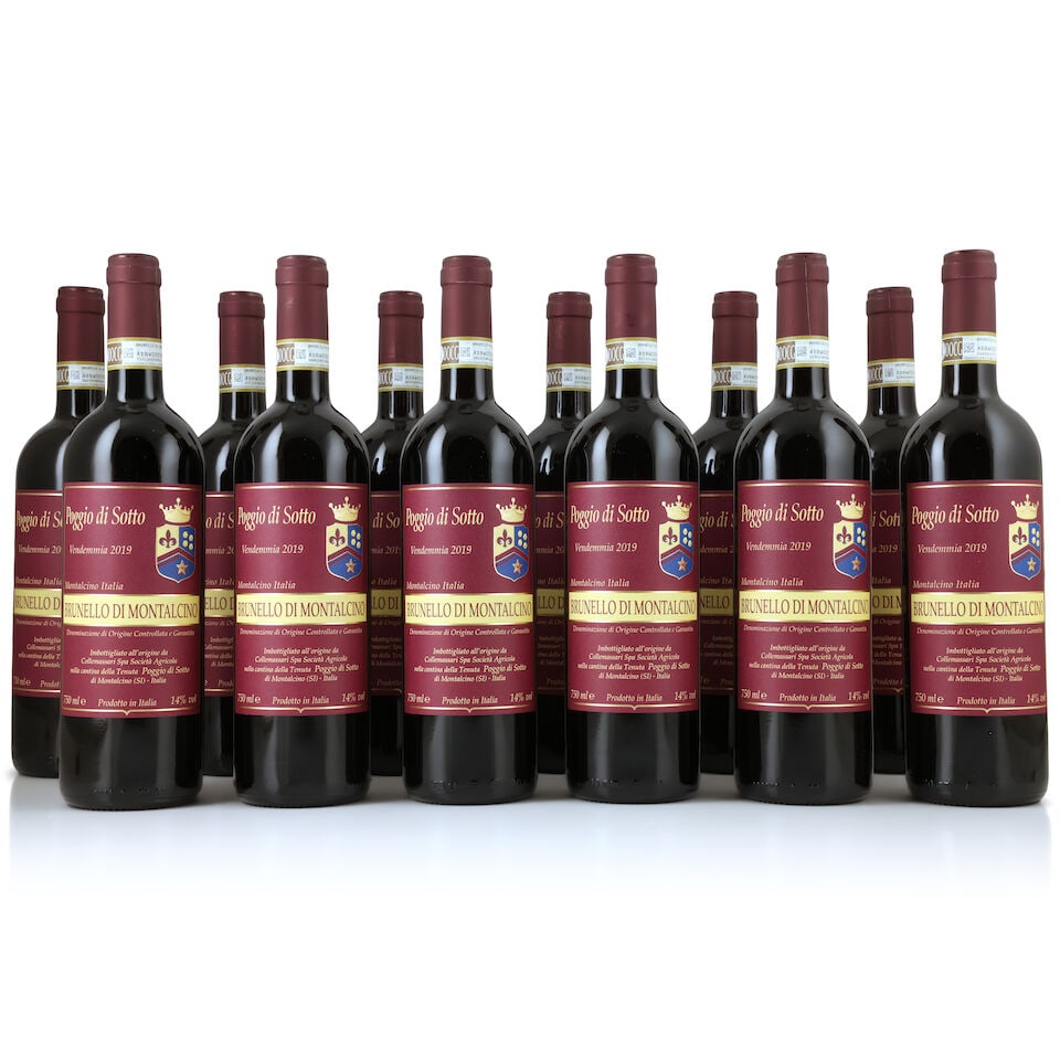 Poggio di Sotto, Brunello di Montalcino, 2019 (12 x 750ml): Poggio di Sotto, Brunello di Montalcino, 2019 (12 x 750ml) Region: Tuscany Packaging: 2 x original wooden cases This lot is subject to the following lot symbols: Δ Δ VAT at the prevailing ra