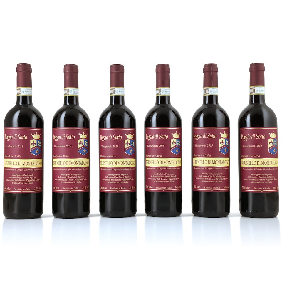 Poggio di Sotto, Brunello di Montalcino, 2019 (6 x 750ml): Poggio di Sotto, Brunello di Montalcino, 2019 (6 x 750ml) Region: Tuscany Packaging: original wooden case This lot is subject to the following lot symbols: Δ Δ VAT at the prevailing rate on 