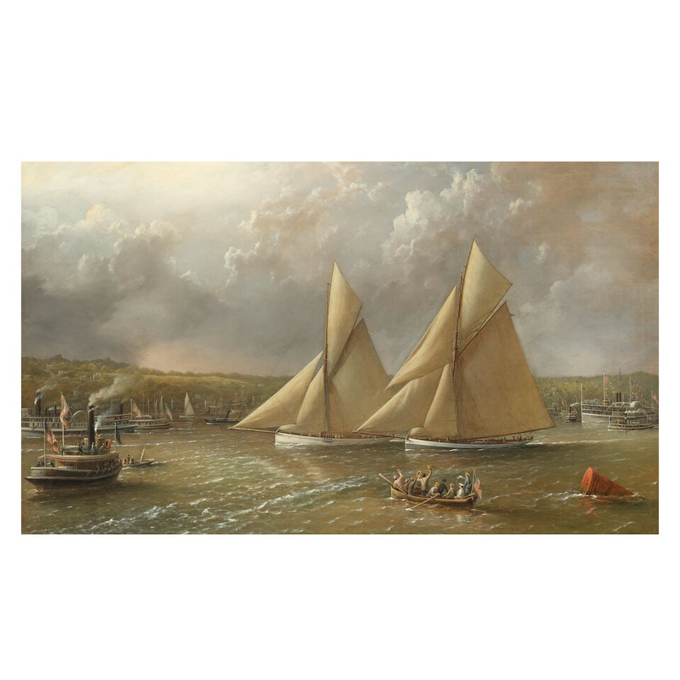 Richard Brydges Beechey (British, 1808-1895) Galatea and Mayflower crossing the start line of th... (1 of 3)