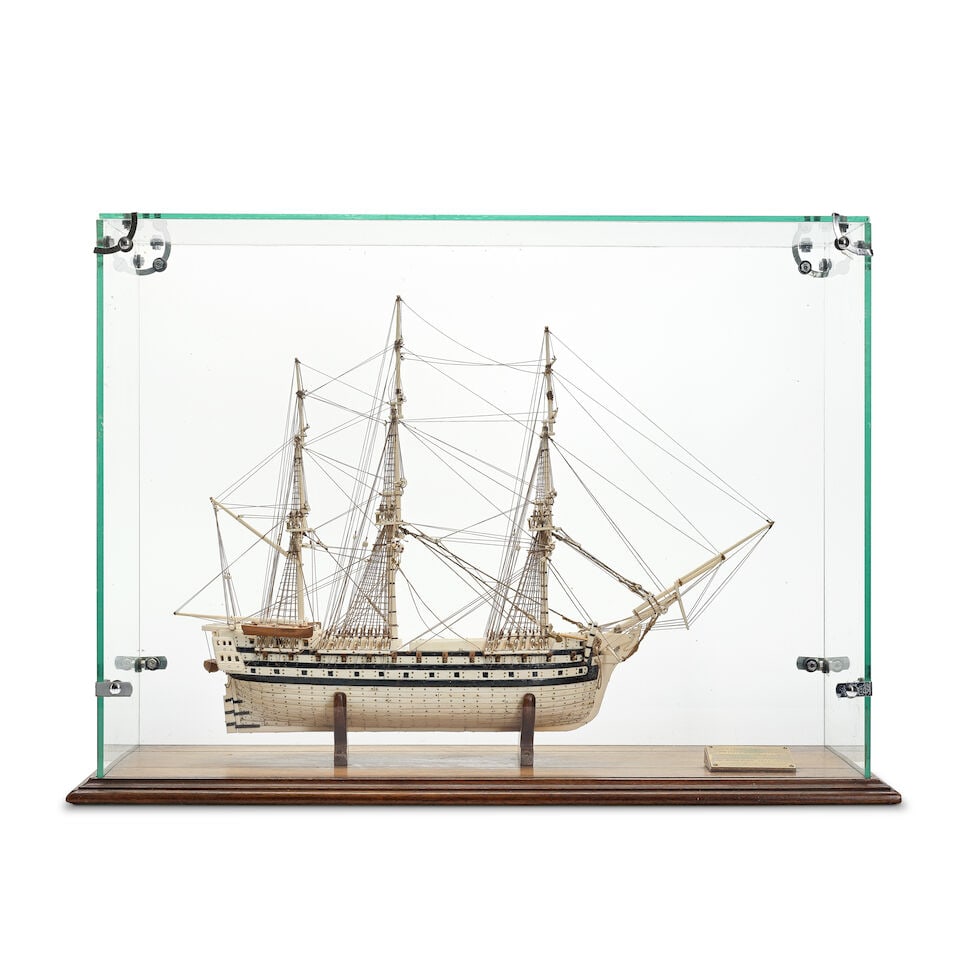 A prisoner-of-war style bone model of the East Indiaman Princess Amelia, 19th century, (1 of 3)