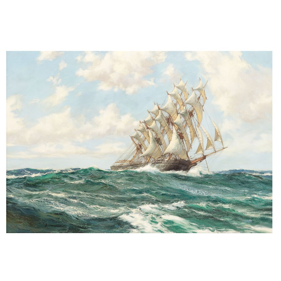 Montague Dawson (British, 1890-1973) The clipper ship Young America cracking along under full sail (1 of 3)