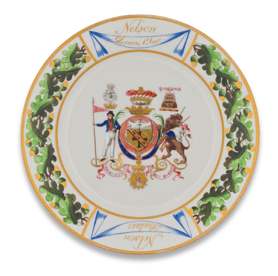 A London-decorated Paris plate from the 'Nelson Set Dessert Service', circa 1802 (1 of 3)