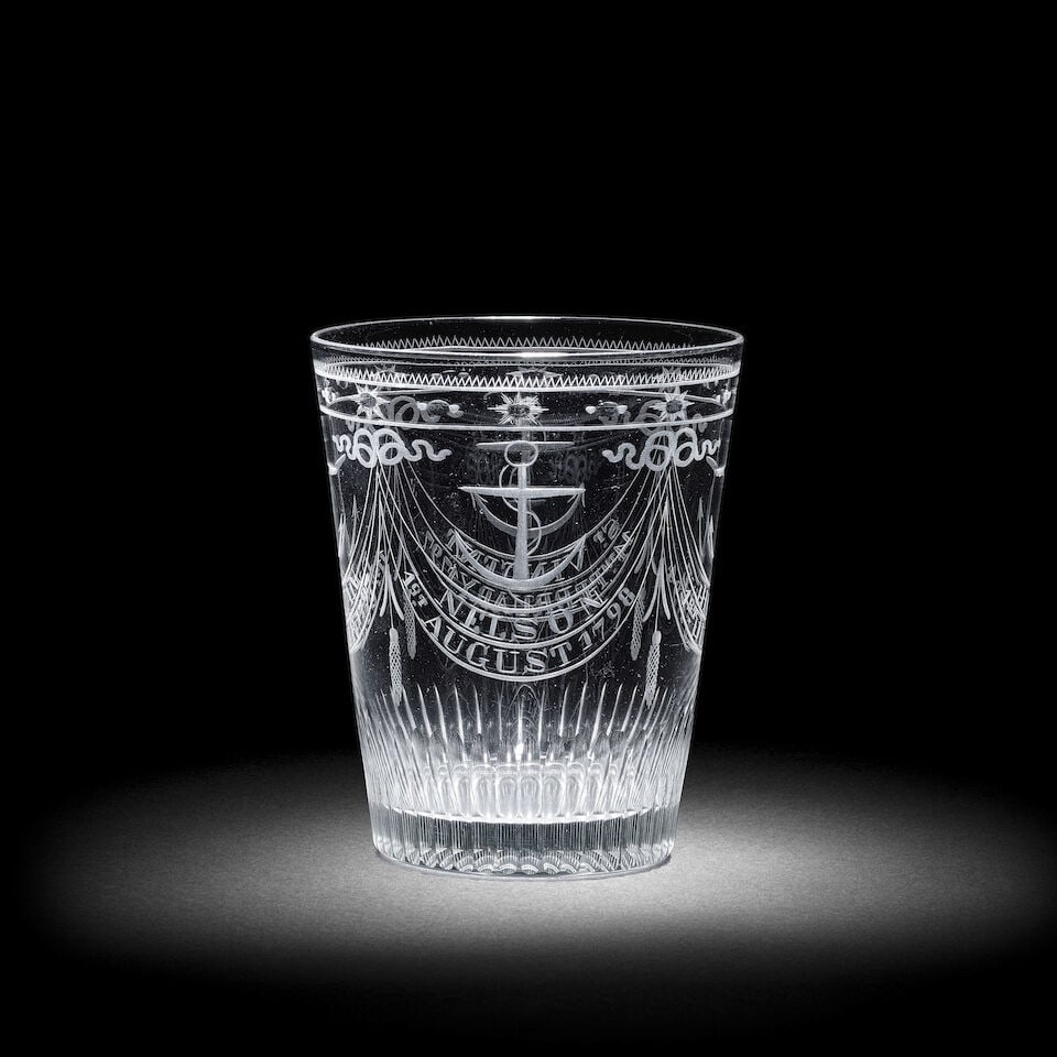 An engraved naval commemorative tumbler, circa 1798-1805 (1 of 1)