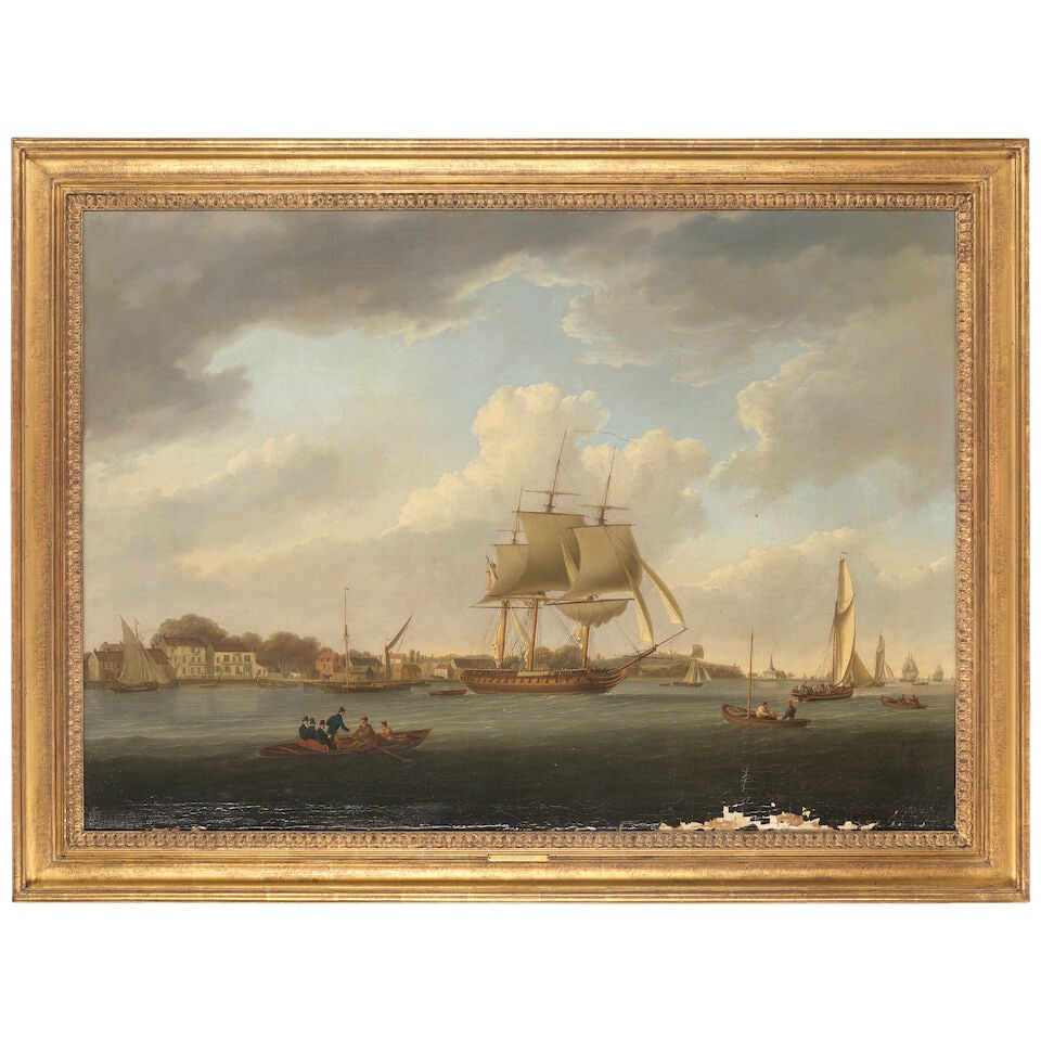 William Anderson (British, active 1880-1889) A frigate off the Thames at Erith - 2