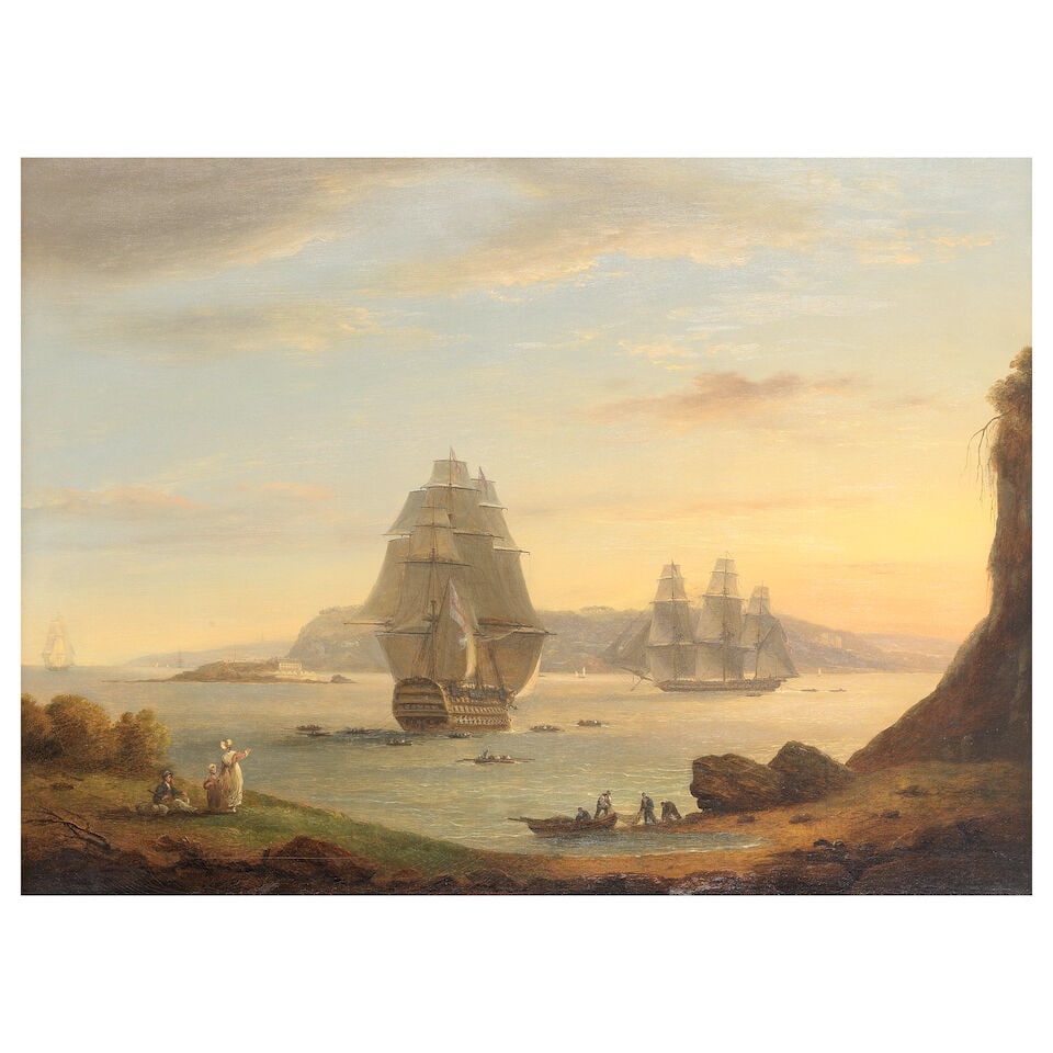 Thomas Luny (British, 1759-1837) H.M.S. Britannia standing inshore opposite Drake's Island so as... (1 of 3)