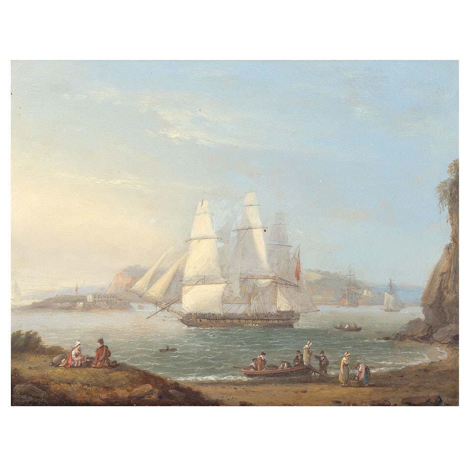 Thomas Luny (British, 1759-1837) A Frigate entering Plymouth (1 of 3)