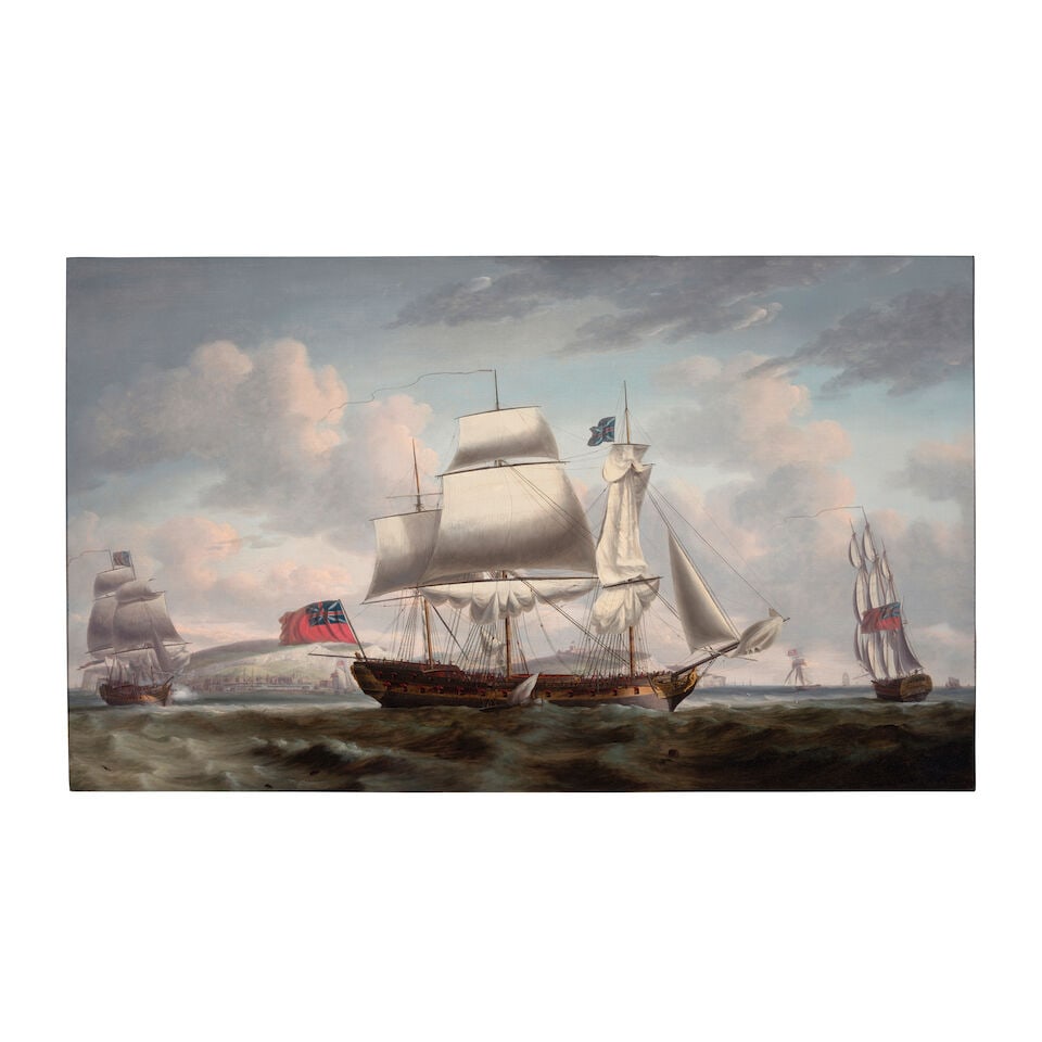 Robert Dodd (British, 1748-1816) The East Indiaman Dutton in three positions off Dover (1 of 3)