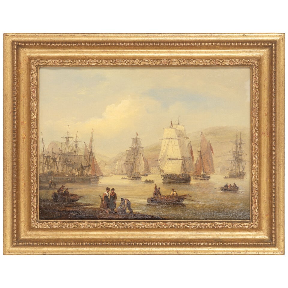 Thomas Luny (British, 1759-1837) Shipping on the Dart - the crowded harbour at Dartmouth - 2