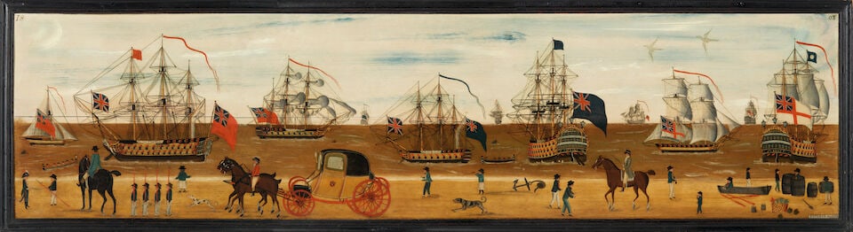 S. Spilman (late 18th/early 19th Century) A View of the Home Fleet at Spithead from Southsea Fro... - 2
