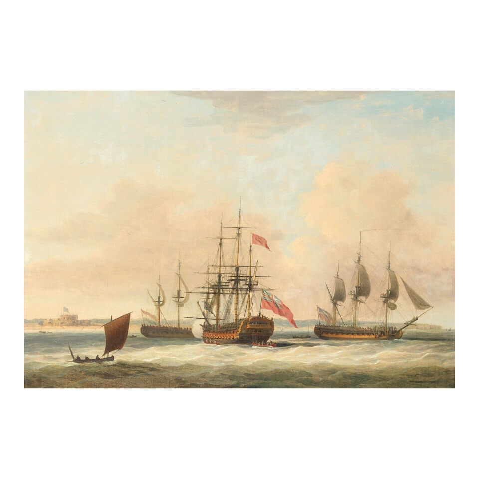 Dominic Serres (Auch 1719-1793 London) The 74-gun third rate H.M.S. Albion 'saluting the flag' o... (1 of 3)