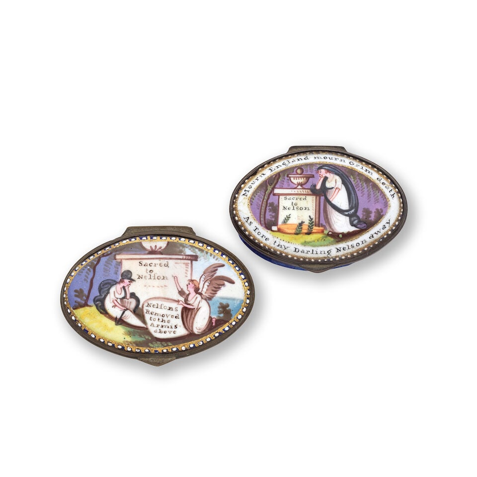'Mourn England Mourn': Two South Staffordshire enamel patch boxes, early 19th century (1 of 1)