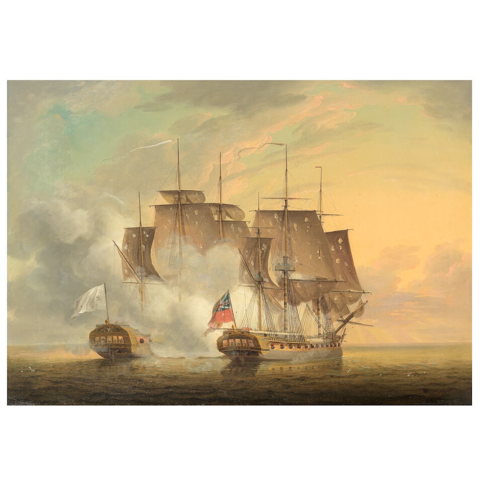 Robert Dodd (British, 1748-1816) H.M.S. Coventry in close action with the French frigate Bellona... (1 of 3)