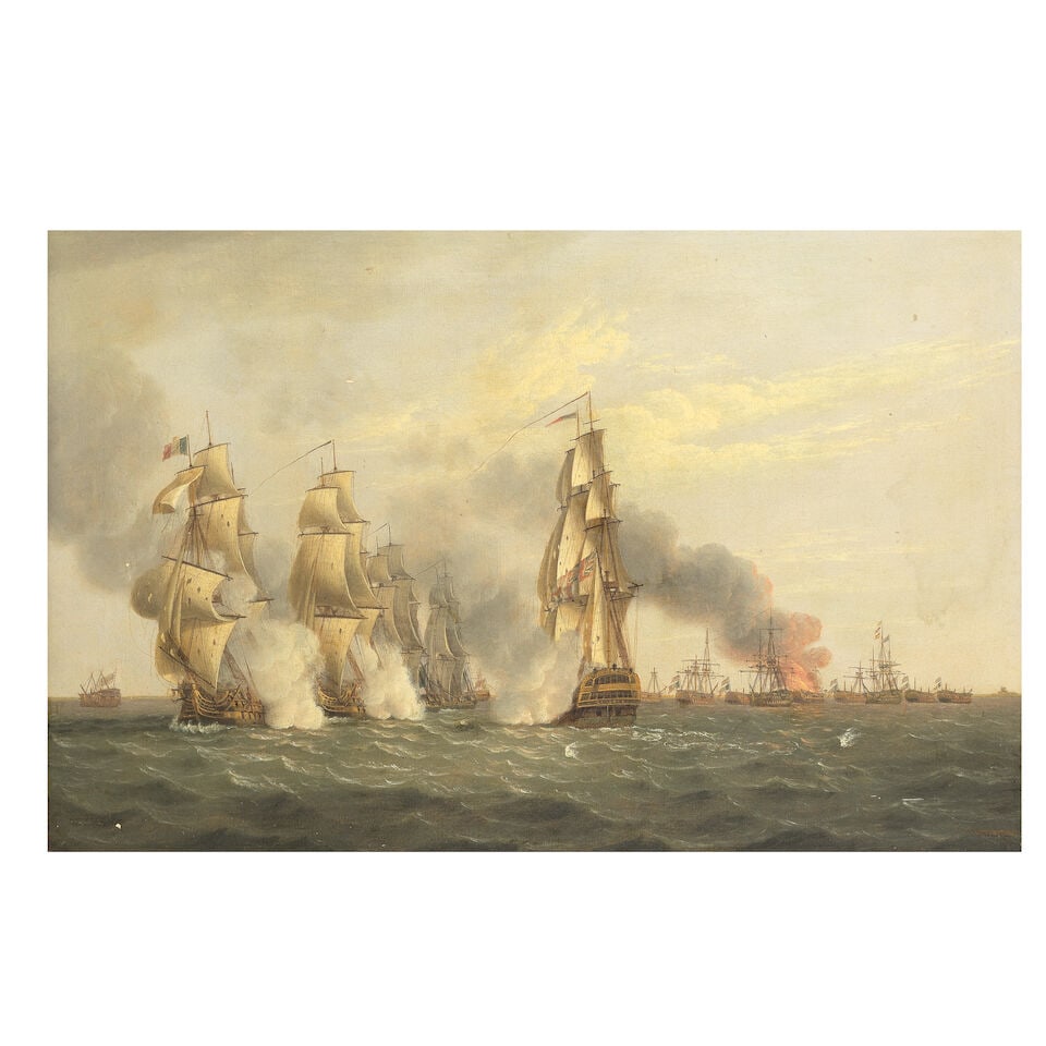 Thomas Luny (British, 1759-1837) The Battle of the Nile, 1st August 1798, a pair showing the act... (1 of 7)