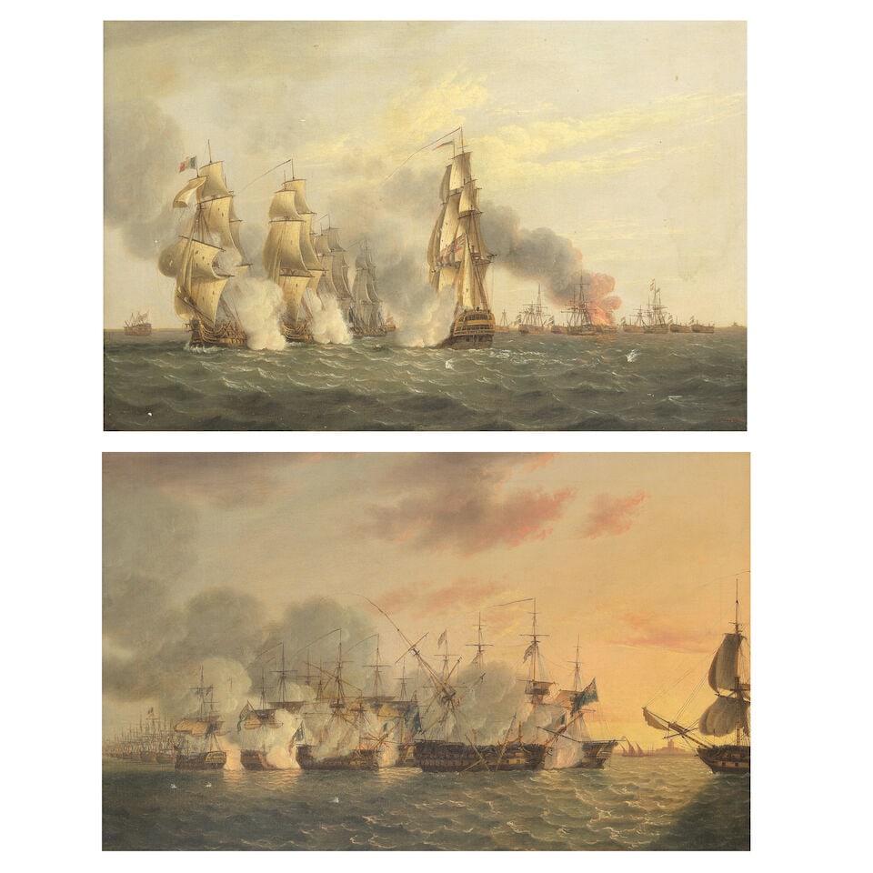 Thomas Luny (British, 1759-1837) The Battle of the Nile, 1st August 1798, a pair showing the act... - 3