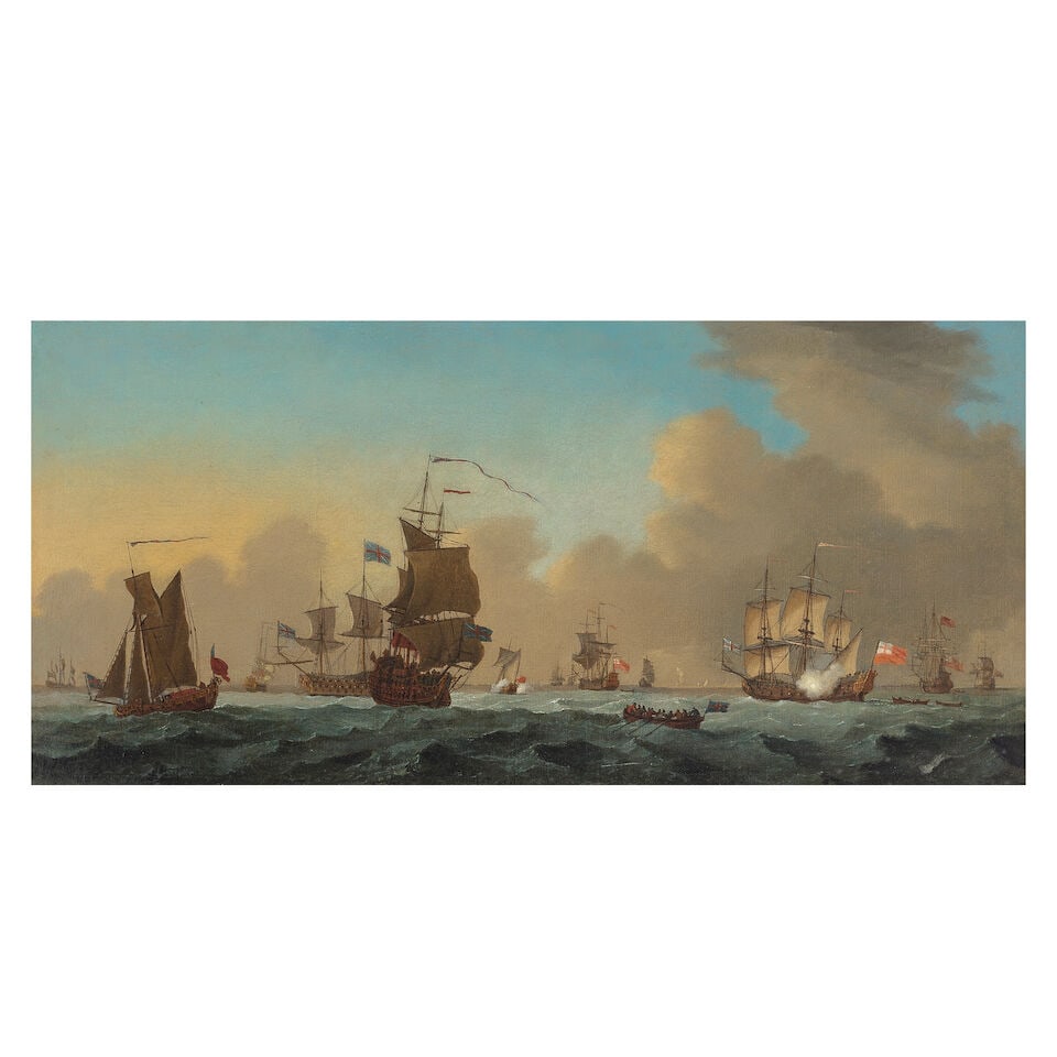 Francis Swaine (British, circa 1720-1782) A British fleet in open waters (1 of 3)