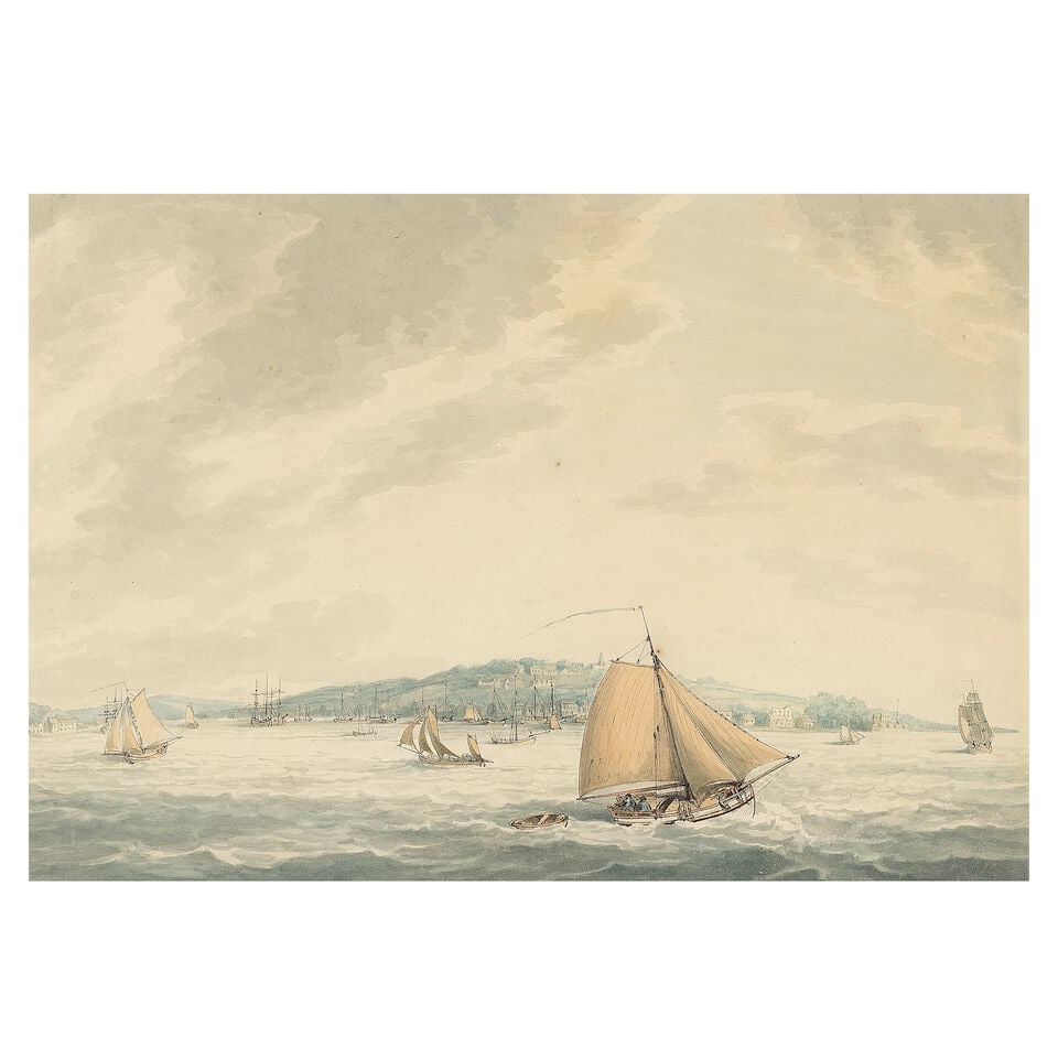 Samuel Howitt (British, 1756-1822) A view of Cowes from the Solent (1 of 3)