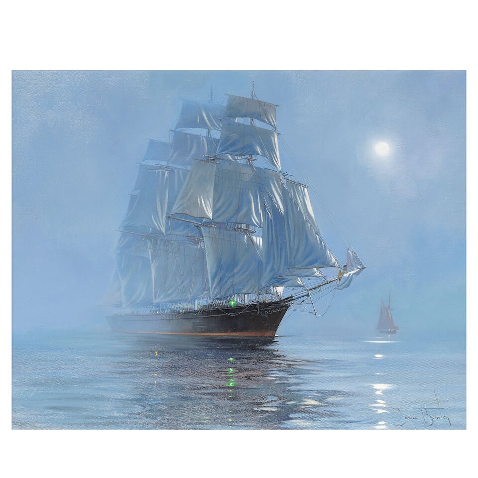 James Brereton (British, born 1954) 'Night Calm, the American clipper Invincible' (1 of 3)