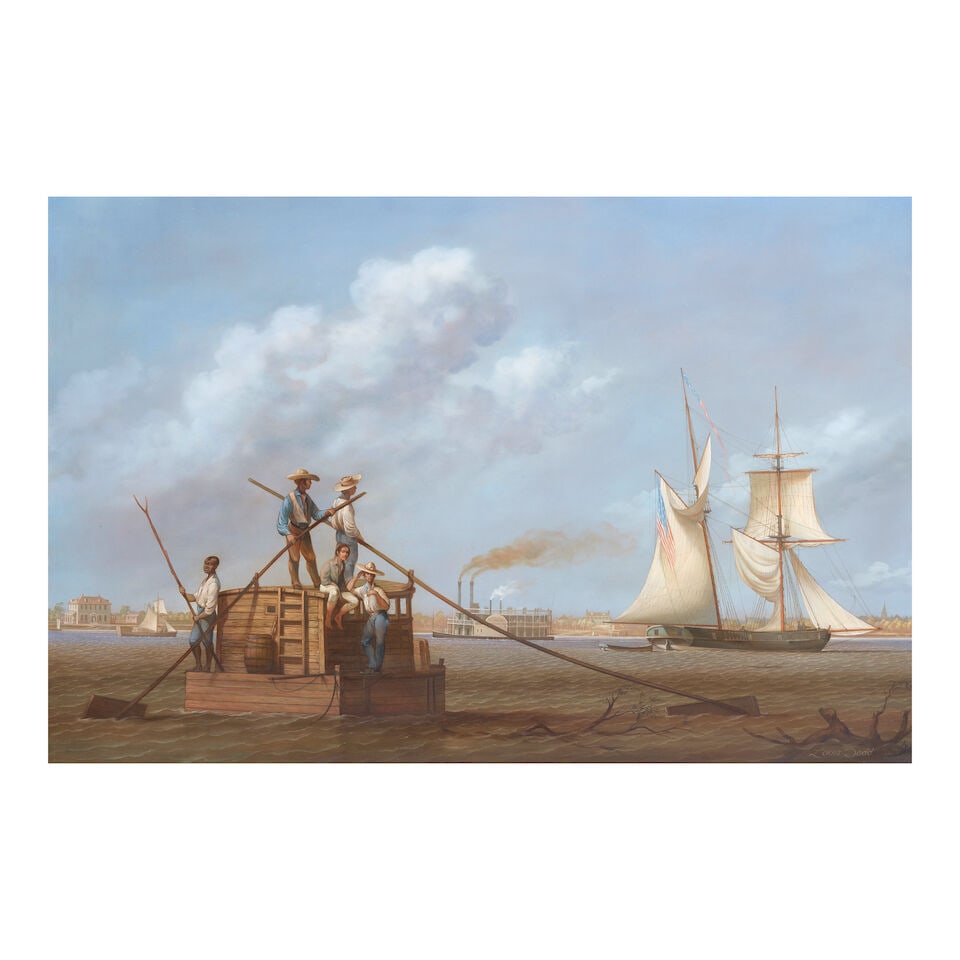 Louis Dodd (British, 1943-2006) The side-wheel paddle steamer Cairo on the Mississippi, possibly... (1 of 3)