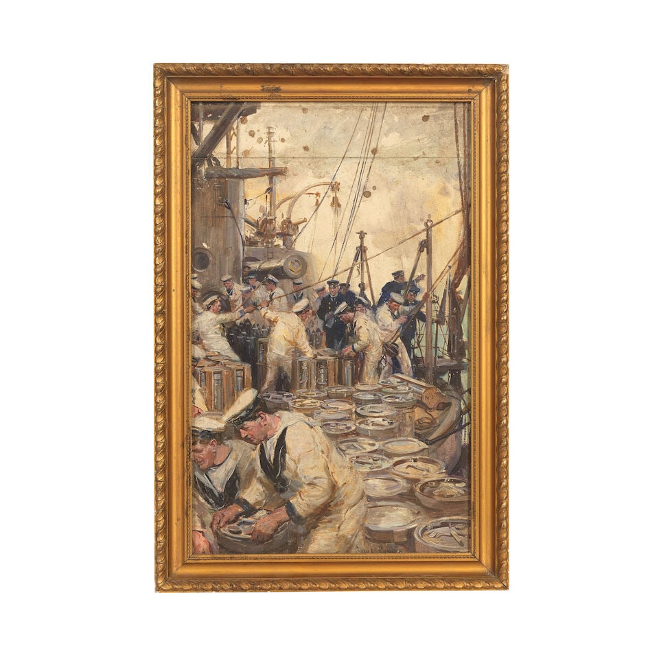 Cyrus Cincinatto Cuneo (1879-1916) Preparing the depth charges - 2