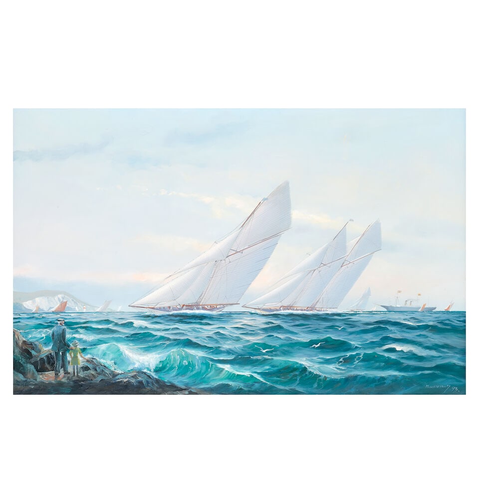 Michael James Whitehand (British, born 1941) Meteor and Ailsa off the Needles with Britannia in ... (1 of 3)