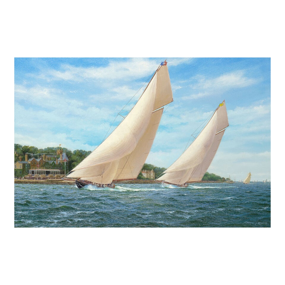 Stephen J. Renard (British, born 1947) 'Vigilant and Britannia off the Royal Yacht Squadron' (1 of 3)