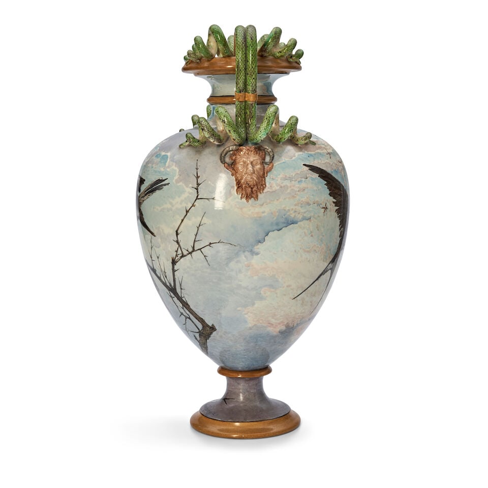 Wedgwood Edouard Rischgitz Decorated Queen's Ware Vase, England, c. 1865, - 2