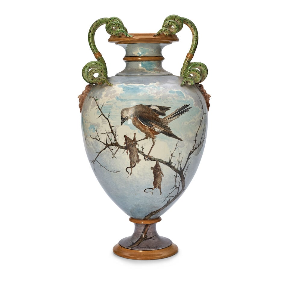 Wedgwood Edouard Rischgitz Decorated Queen's Ware Vase, England, c. 1865, - 3