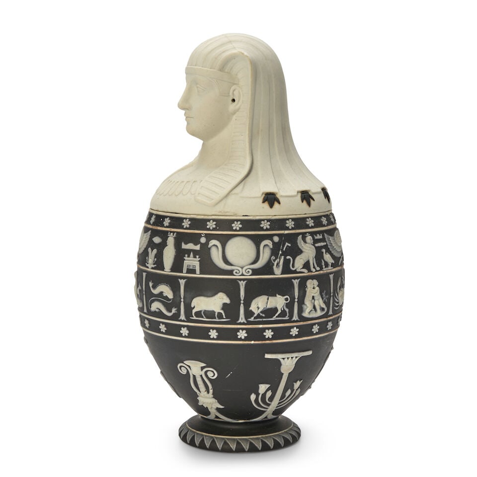 Wedgwood Black Jasper Dip Canopic Jar and Cover, England, c. 1868, - 2