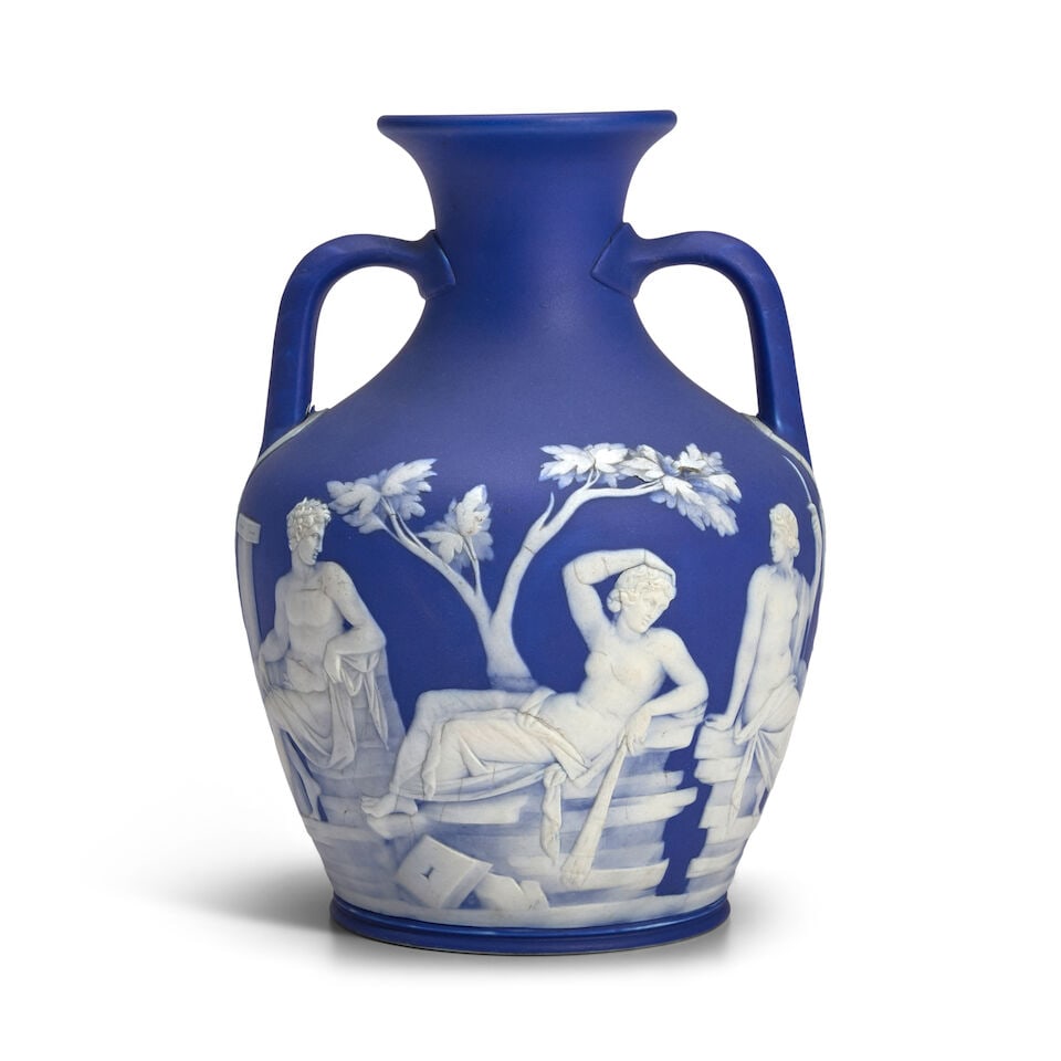 Wedgwood Dark Blue Jasper Dip Portland Vase, England, 19th century, (1 of 2)