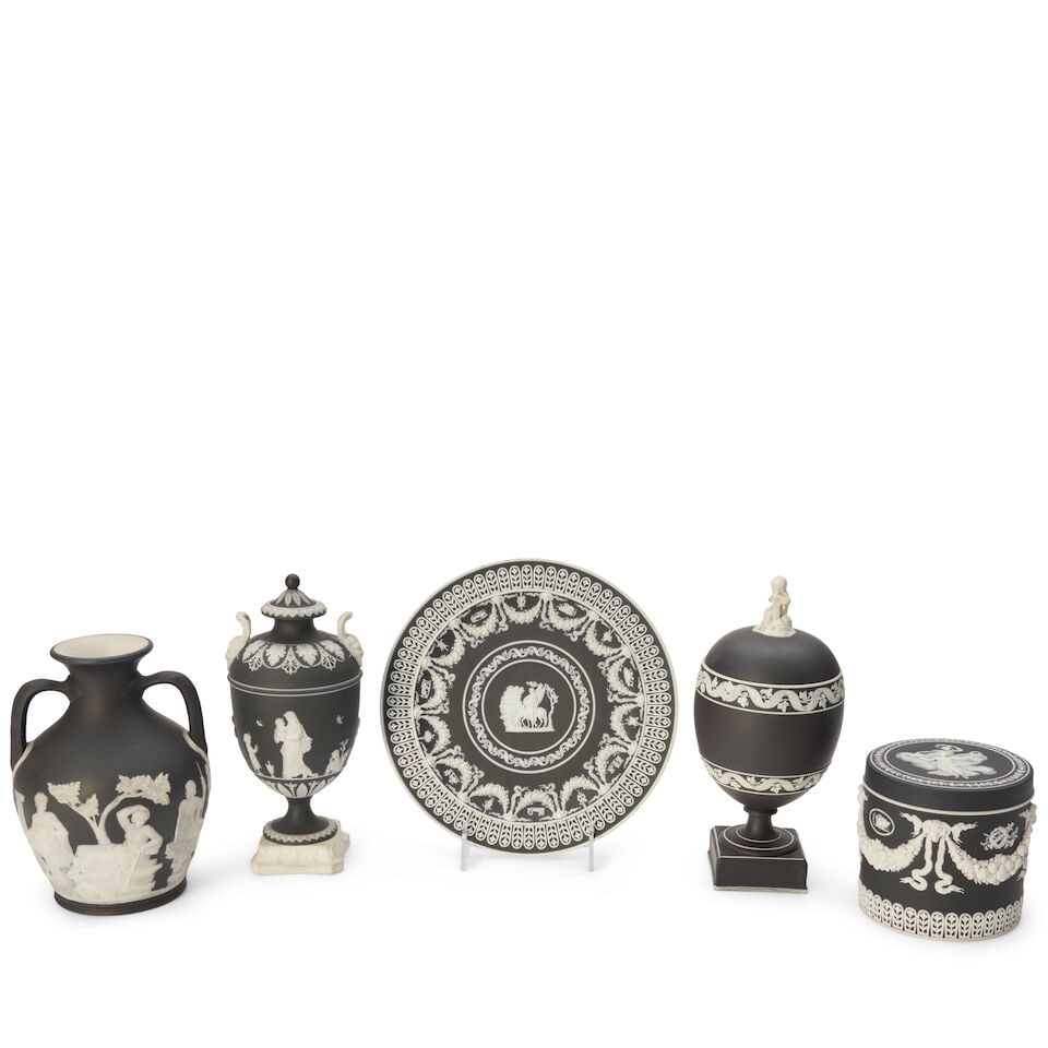 Five Wedgwood Black Jasper Dip Items, England, late 19th/early 20th century, (1 of 1)