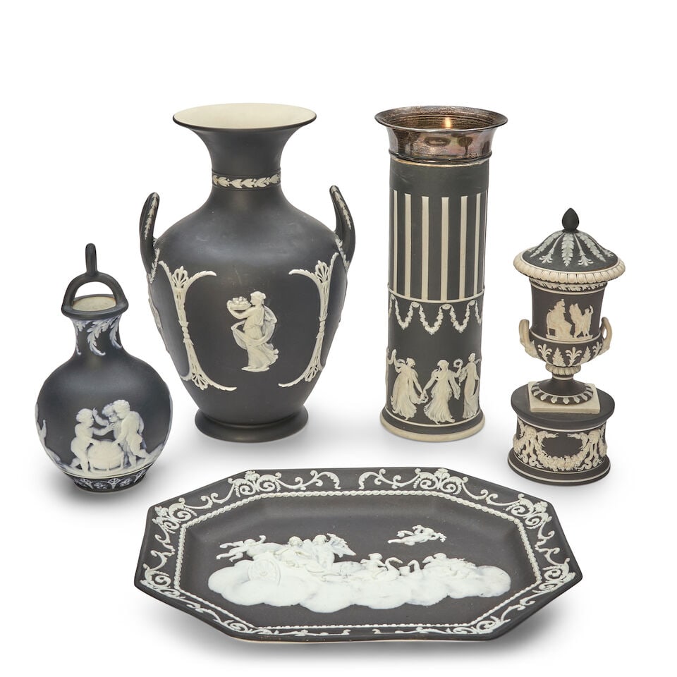 Five Wedgwood Black Jasper Dip Items, England, 19th and early 20th century, (1 of 1)