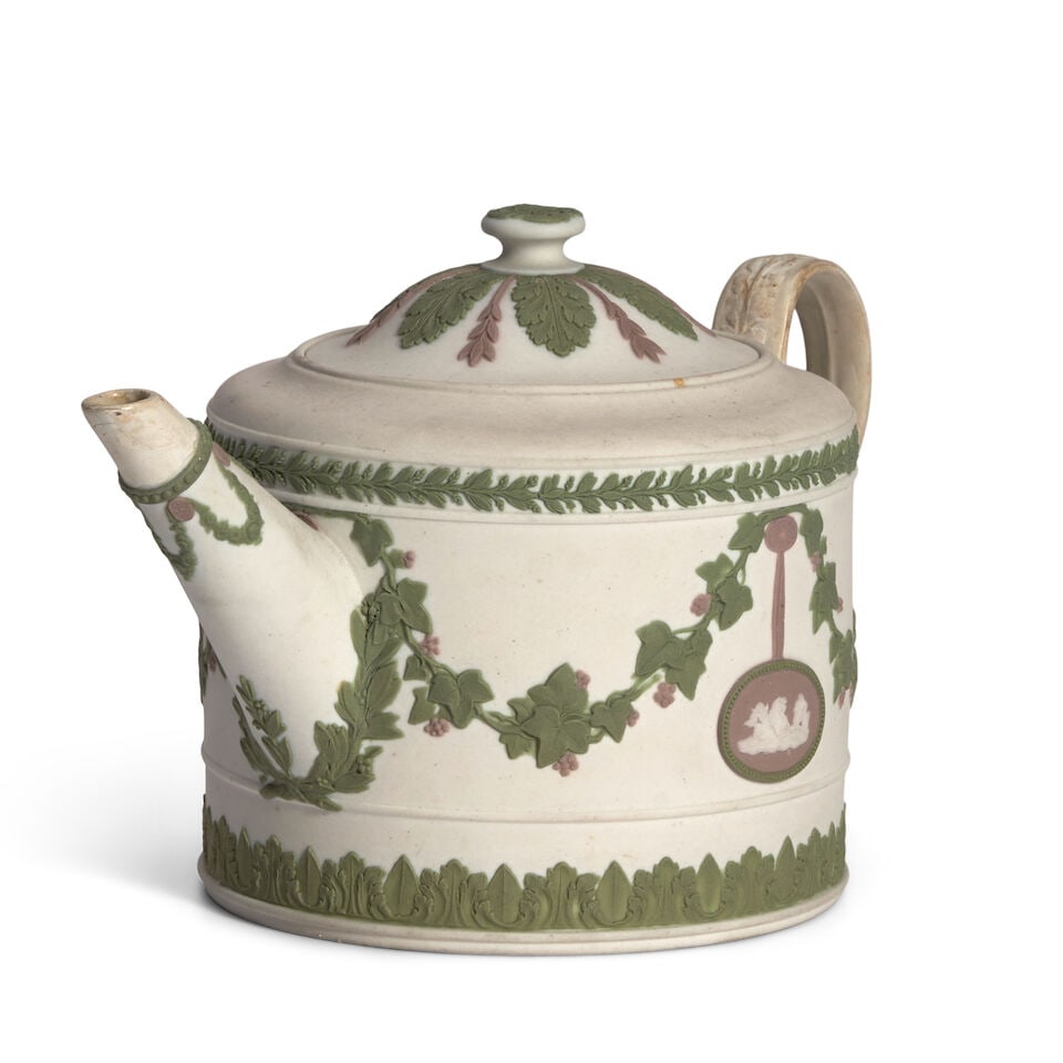 Wedgwood Tricolor Jasper Teapot and Cover, England, 19th century, - 2