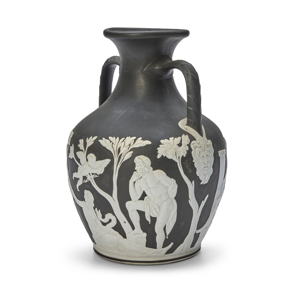 Wedgwood Black and White Stoneware Portland Vase, England, 19th century, - 2