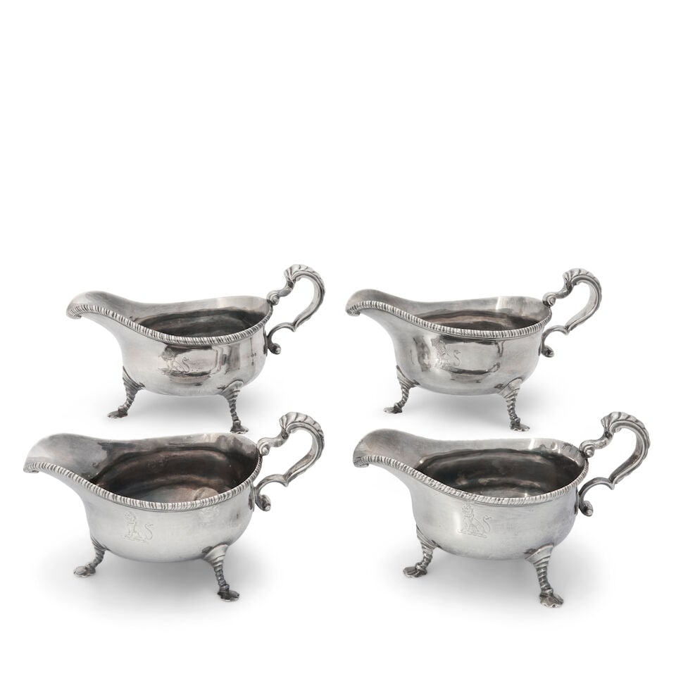 A Set of Four George II Silver Sauceboats, (1 of 1)
