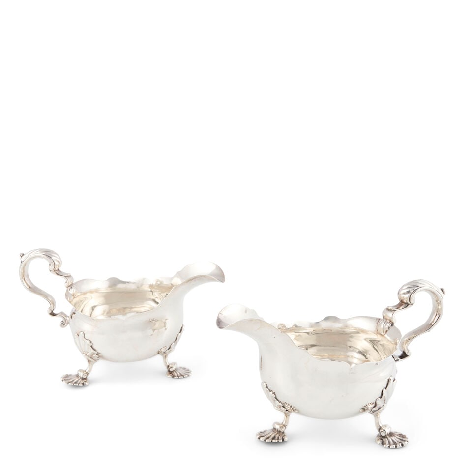 Pair of George II Sterling Silver Sauceboats, (1 of 1)