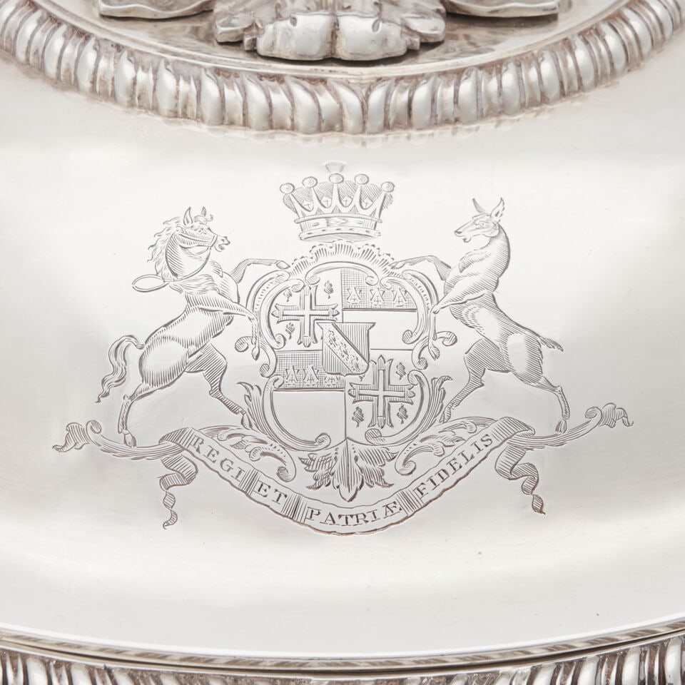 A Pair of Regency Sterling Silver Soup Tureens and Covers, - 4