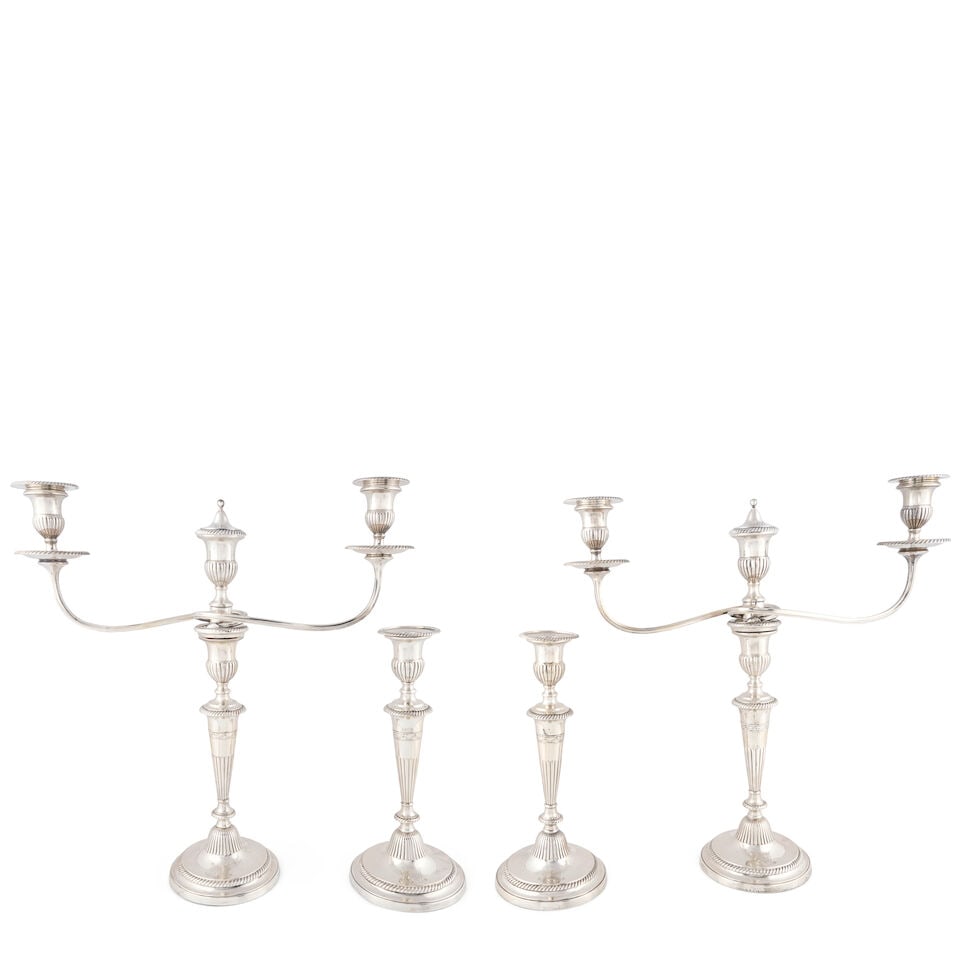Pair of George III Candlesticks and Two Candelabra Inserts, (1 of 1)