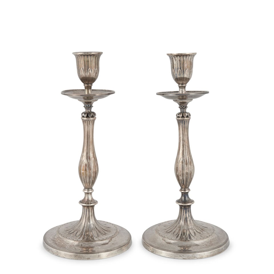Pair George III Sterling Silver Candlesticks, (1 of 2)